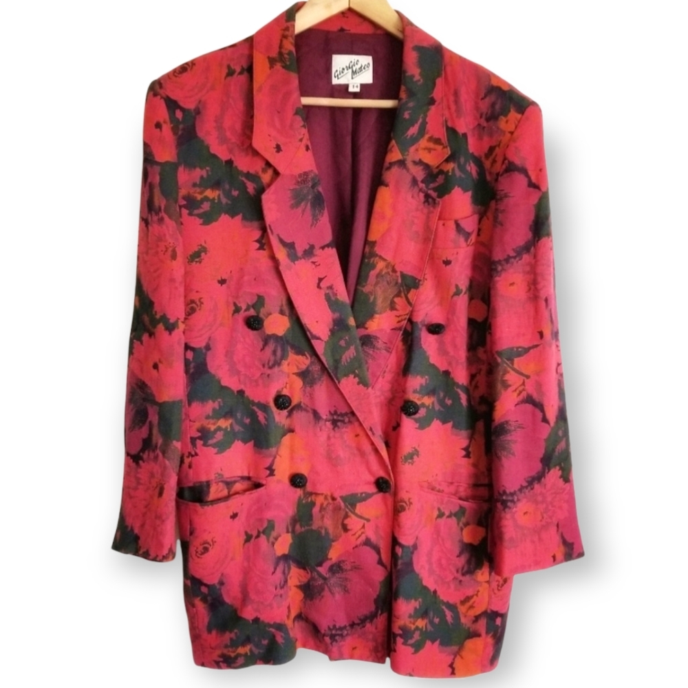 Vintage Giorgio Mateo Boyfriend Blazer size 14 Floral